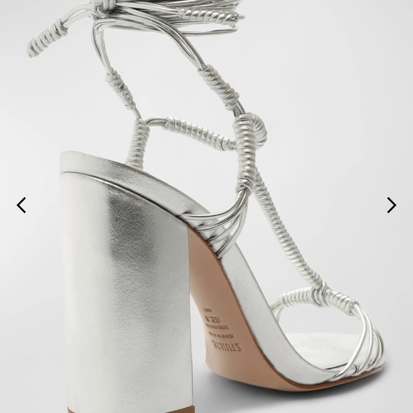 Schultz Block Metallic Leather Sandal - Size 6 / Silver / Metallic Leather - Picture 3 of 4
